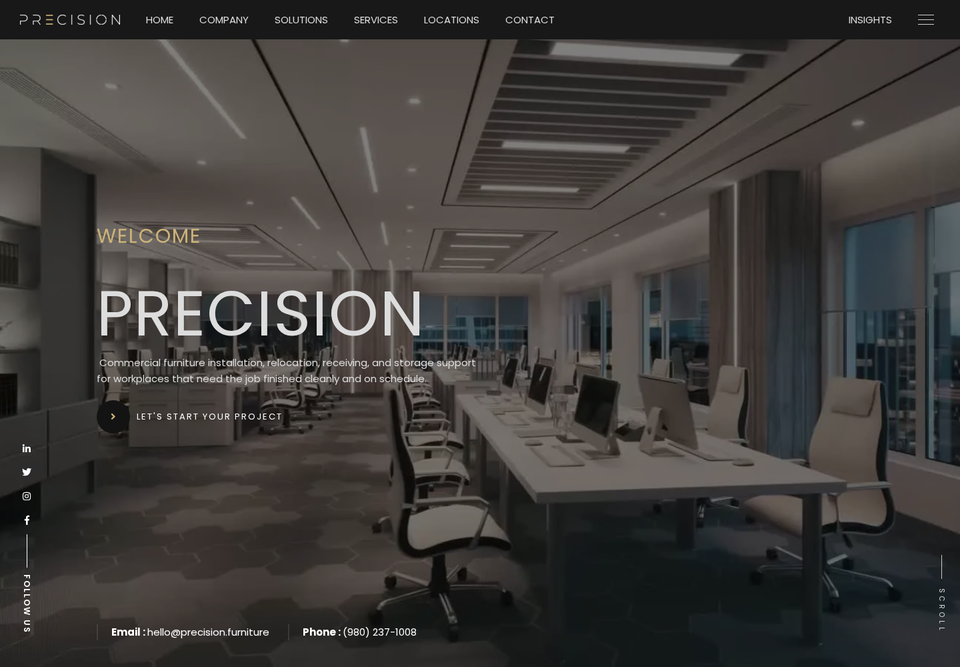 Precision Office Solutions homepage screenshot